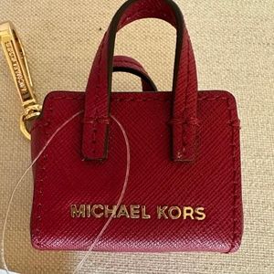 Michael Kors Mini Purse Cherry Red Selma Keychain NWT